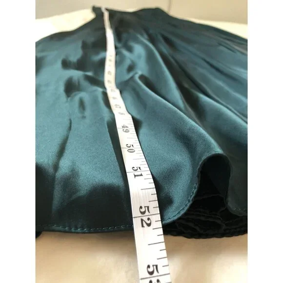 Lulus Women's Front Slit Satin Maxi Dress S Teal Green Formal Dance Bridesmaid - Picture 12 of 12